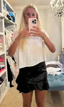 Black Vegan Leather Ruffle Skirt