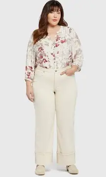 NWT NYDJ Teresa Deep Cuff Wide Leg Jeans IN COLOR White Creek