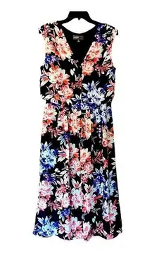 DONNA RICCO NEW YORK FLORAL V NECK SLEEVELESS DRESS SIZE 8