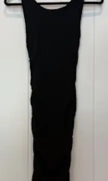 Project Social T Los Angeles Ribbed Black Tank Dress - Ruched - Medium