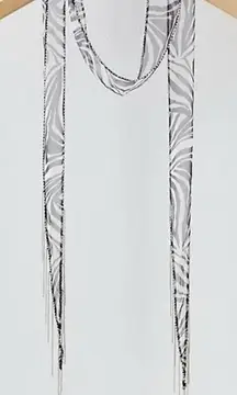 Free People Chan Luu Digital Desert Fringe Skinny Scarf Eggshell Bohemian Grunge