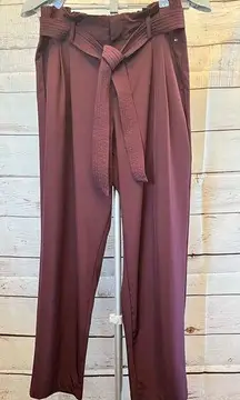 TOMMY HILFIGER Women Burgundy Belted Cropped Pants Size XL MSRP $69