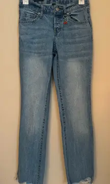 Wild Fable Low Rise Bootcut Frayed Jeans Women’s Size 00 Cherry Charm Light Wash