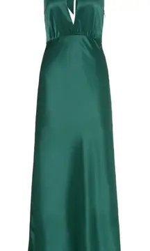RTR szM Something Navy Halter Cutout Gown emerald green long maxi silky solid