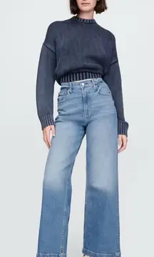 NWT GAP High Stride Wide-Leg Ankle Jeans size 8 petite denim high rise