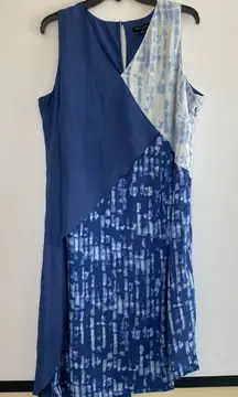 H by Halston Asymmetrical Blue and‎ Gray Cocktail Dress
