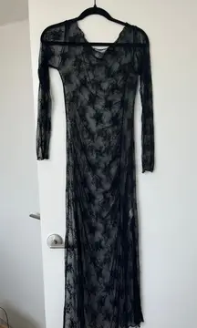 ASOS Black Long sleeve Lace Maxi Dress