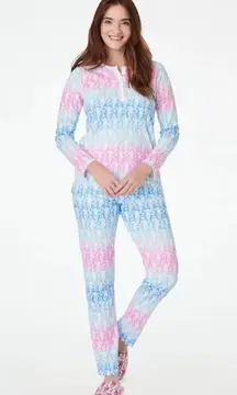 Never Worn Roller Rabbit Blue and Pink Ombré Monkey Henley Pajamas XL