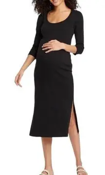 The Nines by Hatch 3/4 Sleeve Ribbed Jersey Midi Dress