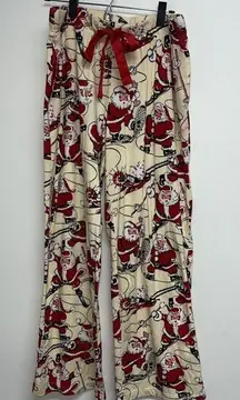 Nick & Nora Pajama Pants Womens Large Santa Claus Christmas Cream Red Lounge PJ