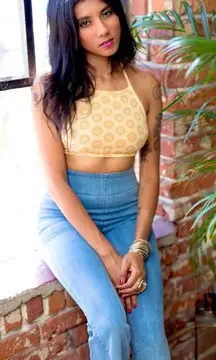 vintage 70s yellow sunshine halter crop top tie up boho festival one size hippie