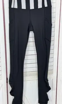 Lululemon Speed‎ Ruched Ankle Striped Waist Leggings Black White 4