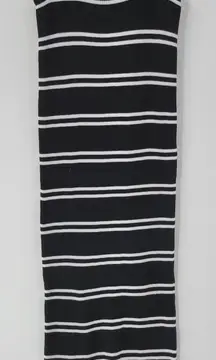 C+D+M Womens Tank Dress‎ XL Black White Ribbed Knit Pullover Spaghetti Straps