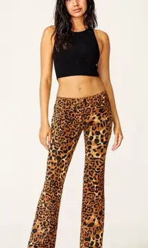 Vintage tan Leopard Print Flare satin Pants never worn