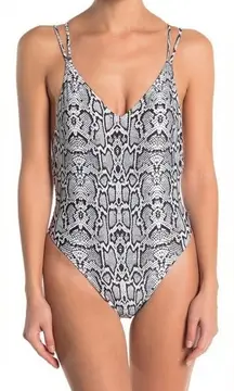 Kendall + Kylie Women's Snake Animal Print Open Back One Piece Swimsuit Bikini S