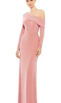 Mac Duggal  26595 Rose Pink Drop One Shoulder Long Sleeve Column Gown 8