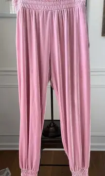 Laina Rauna Luxe Loungewear Velvet Velour Pink Jogger Pants XL