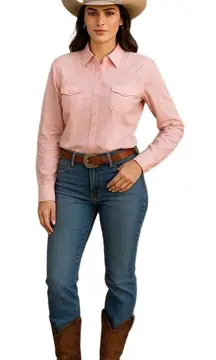 Stetson‎ Pink Long Sleeve Floral Embroidery Button-up Shirt Medium, Equestrian