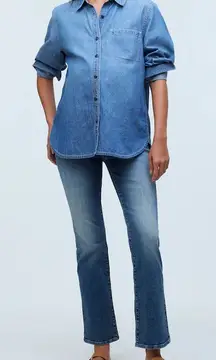 Madewell Petite Maternity Over-the-Belly Kick Out Crop Jeans Oneida Wash NWT 25P