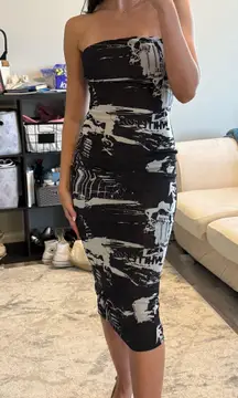 Strapless White Fox Mesh Style Dress