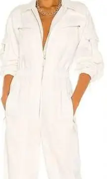 L’Academie Army Coverall Utility Jumpsuit in White x Revolve