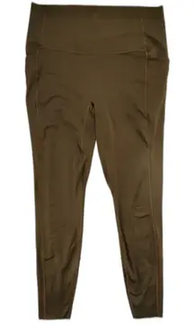 All in Motion Pants Women XL Leggings 7/8 Flex High-Rise Olive Green Pockets