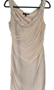 Tadashi Shoji Pastel Silver Sequin Cocktail Dress Formal Event Sparkle Goddess 6