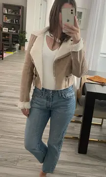 Bar III cropped faux fur jacket