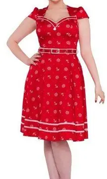 Voodoo Vixen Dress Women M Red Gwyneth Sailor Swing Retro Rockabilly 50s Cosplay