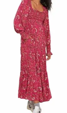 Free People Sweet Escape Floral Maxi Dress in Pink Bohemian Festival, Size Small