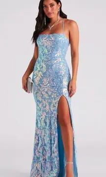 Light Blue Sparkly Prom Dress