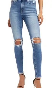 Good American Good Waist Jeans Mid-Rise Ripped Skinny Stretch‎ GW802T Sz 8 / 29