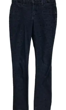 NYDJ Jeans‎ Size 8 Textured Floral Slim Straight Leg  Lift Tuck Women Dark Wash