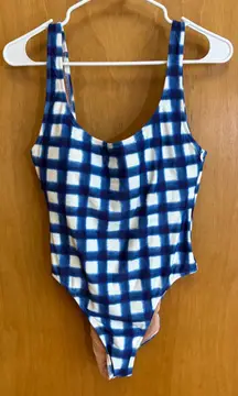 J.Crew Women's Gingham‎ One Piece Swimsuit Blue White Size 6 NWT Summer