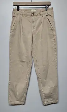 Sezane‎ Jeans Womens 36 Beige Denim High Rise Hi-Rise Pleated Pants Barrel Leg