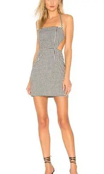 Revolve By The Way Gingham Cut Out Dress Black & White