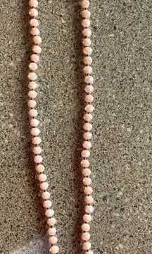 Long Tan Beaded Necklace With Gold Charm