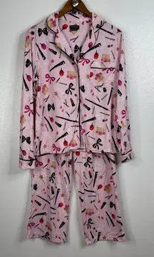 Kate Spade Lip Stick Accessories Long Sleeve Pajama Set Size Small
