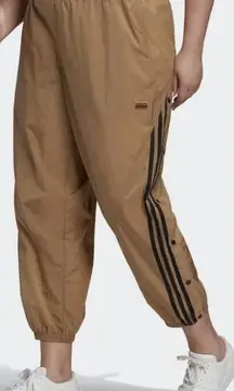 Adidas Originals Track Pants Womens 3X Athletic Nylon Snap Leg Joggers Tan NEW