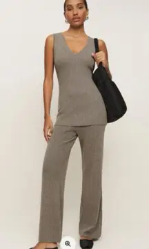 Reformation Novah Regenerative Merino Sweater Set oatmeal color size small
