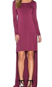 La Made Micromodal Spandex Hardy Hi Lo Maxi Dress in Grenache, New With Tags