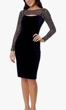 Betsy & Adam Short Long‎ Sleeve Beaded Velvet Dress Size 8