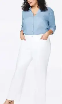 NYDJ Pants Womens 10 Petite White Linen Blend Lift Tuck Bootcut Pants