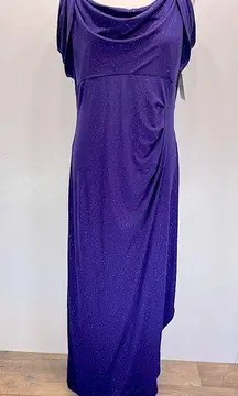 NEW  Glitter Purple Floor Length Evening Gown w Rhinestone Straps Size 8