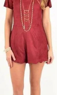 Maroon Suede Romper