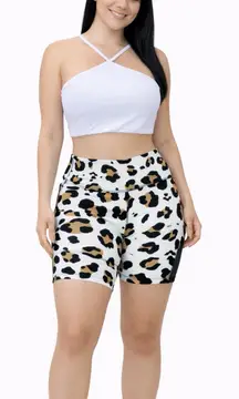 JESFER Women’s Activewear Set Leopard Shorts & Sports Bra Size S NWT(A230)