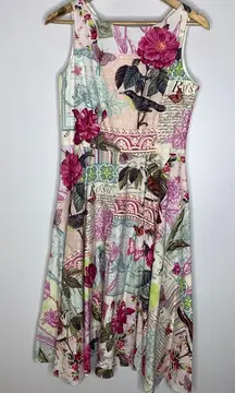 Siri 6 Fit N Flair Sleeveless Dress Floralbird Print CP4029‎