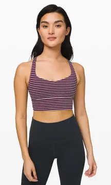 Lululemon Free to Be Bra Wild Long Line Luxtreme Parallel Stripe Adobe and White