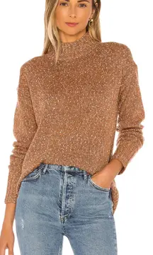 Tularosa Sweater Tash Mockneck Cut Out Back in Dijon Brown XS NWT New