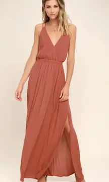 NWT Lulus Lost In Paradise Rusty Rose Maxi Dress Pink -XS